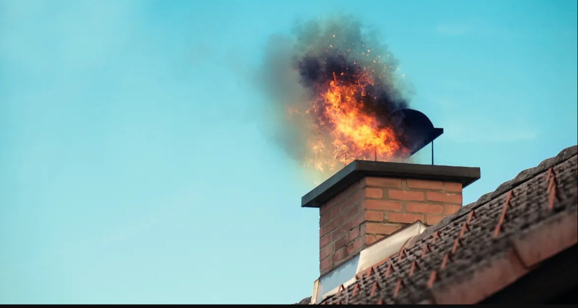 feu de cheminée sur cheminée pas entretenue